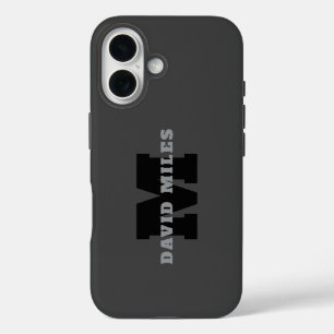 Funda iPhone 16 Su nombre o nombre de la empresa Gris masculino