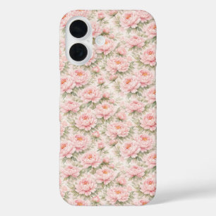 Funda iPhone 16 Suave patrón floral sin fisuras de peonía acuarela