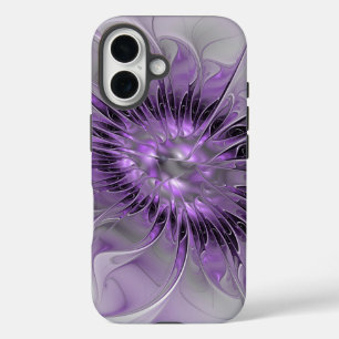 Funda iPhone 16 Sueño de Flor de Lavanda Arte Fractal Abstracto Mo