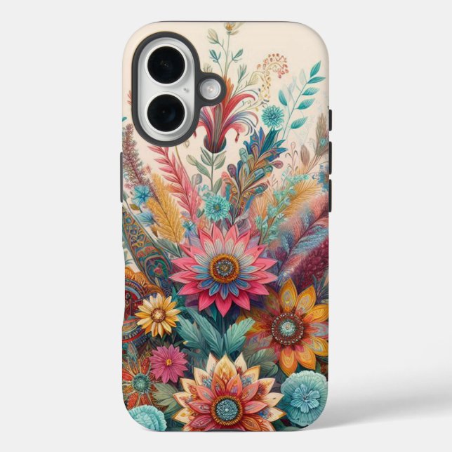 Funda iPhone 16 Sueño floral bohemio (Reverso )