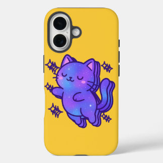 Funda iPhone 16 Sueños de gatos galaxiales - Gatito cósmico lúdico