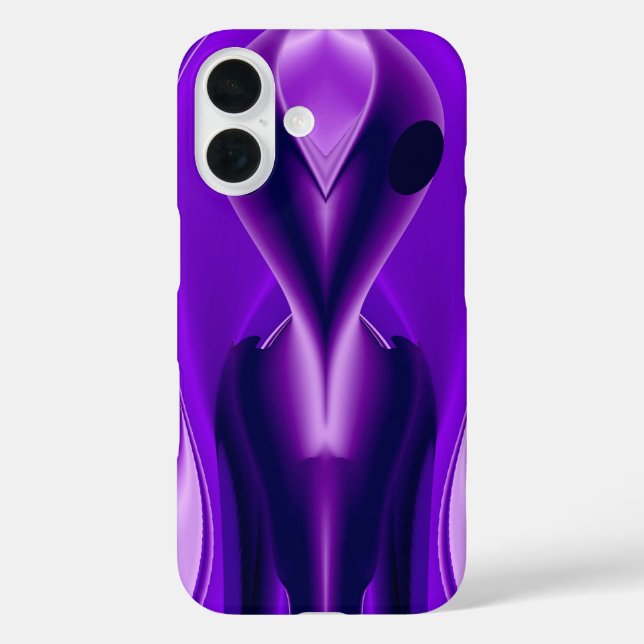 Funda iPhone 16 Sueños del arcoiris púrpura 3D , Alien (Reverso )