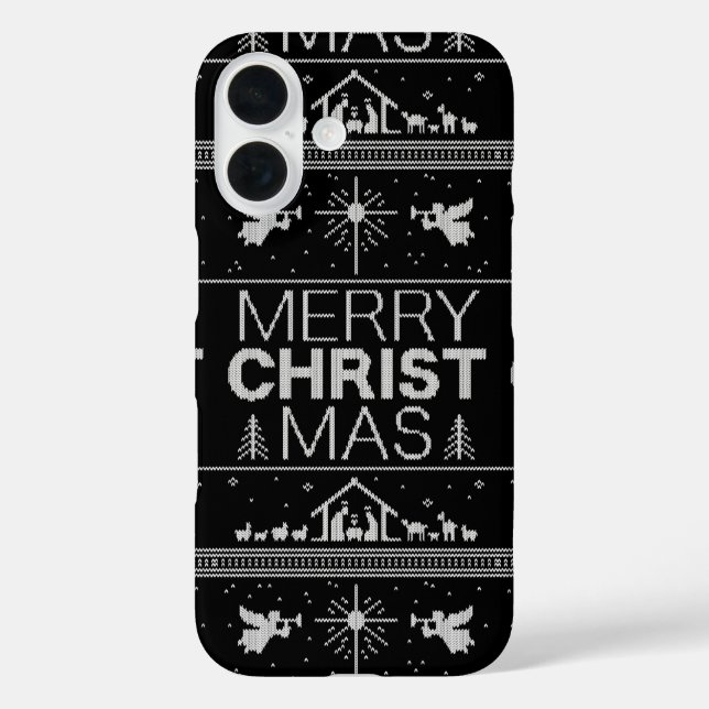 Funda iPhone 16 Suéter navideño feo cristiano elegante (Reverso )