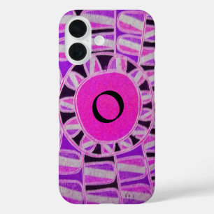 Funda iPhone 16 SUN SOLAR ENERGY MONOGRAM Púrpura Negro