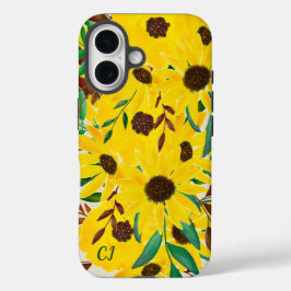 Funda iPhone 16 Sunflower Autumn Floral Bouquet Monogramed