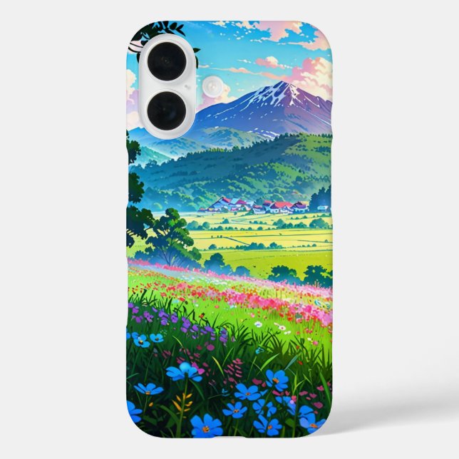 Funda iPhone 16 Sunrise Over Spring Valley - Anime Landscape (Reverso )