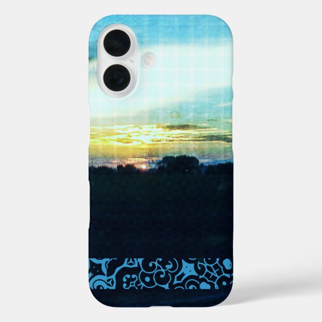 Funda iPhone 16 Sunset de Blue Plaid (Reverso )