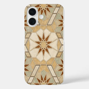 Funda iPhone 16 Superficie de mat. de mosaico estelar octagonal