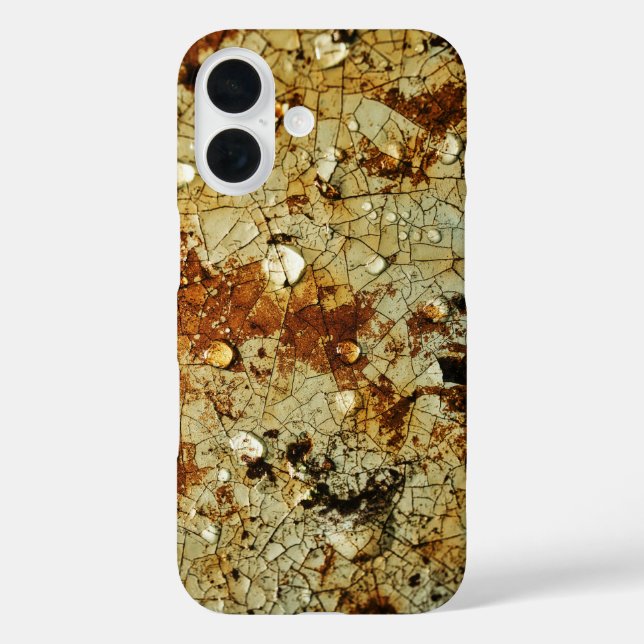 Funda iPhone 16 Superficie de metal oxidado agrietada (Reverso )