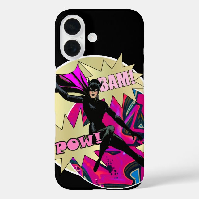 Funda iPhone 16 Superhéroe femenino retro (Reverso )