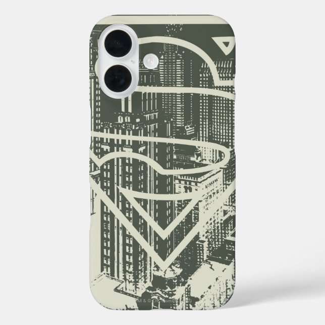 Funda iPhone 16 Superman Stylized | Logo de Green Metropolis (Reverso )
