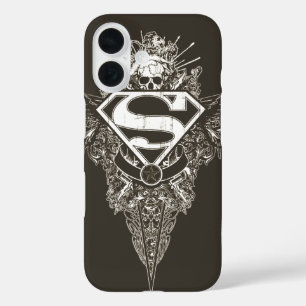 Funda iPhone 16 Superman Stylized   Logotipo de estrella y cráneo