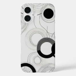 Funda iPhone 16 Superposición de círculos de líneas de arte