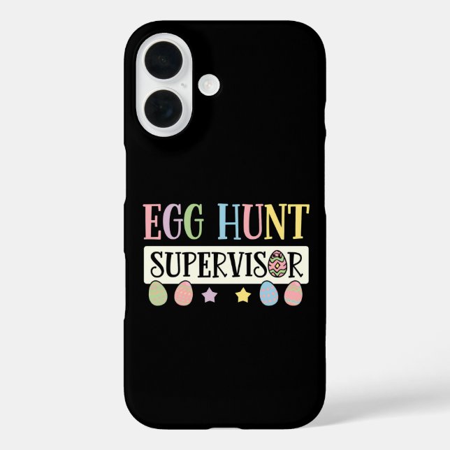 Funda iPhone 16 Supervisor de la caza de huevos de pascua divertid (Reverso )