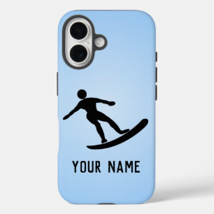 Funda iPhone 16 Surfing Guy en Surfboard, pose clásica - añadir no