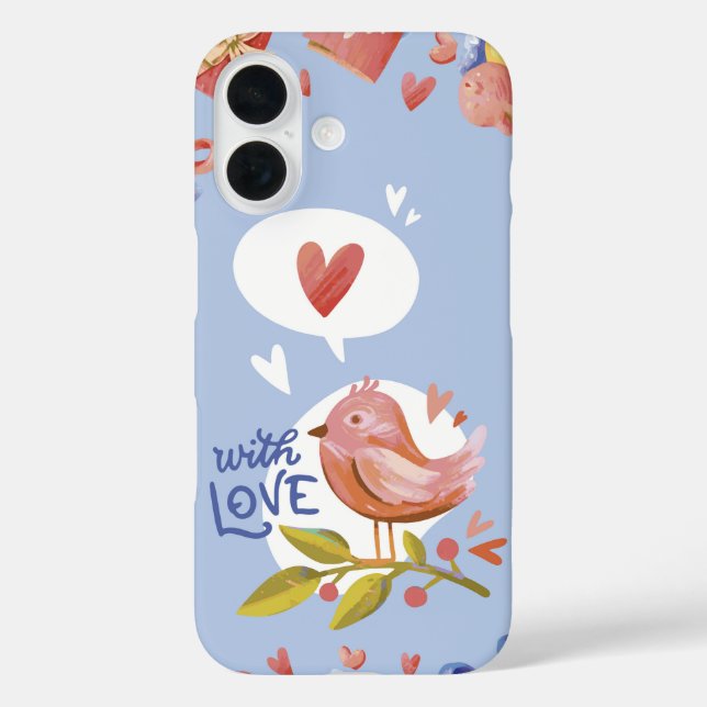 Funda iPhone 16 Susurros dulces Cute Lovebird Valentine (Reverso )