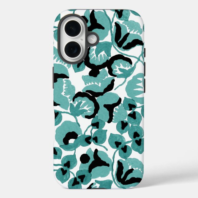 Funda iPhone 16 Sweet Pea (Teal) Fine Art (Reverso )