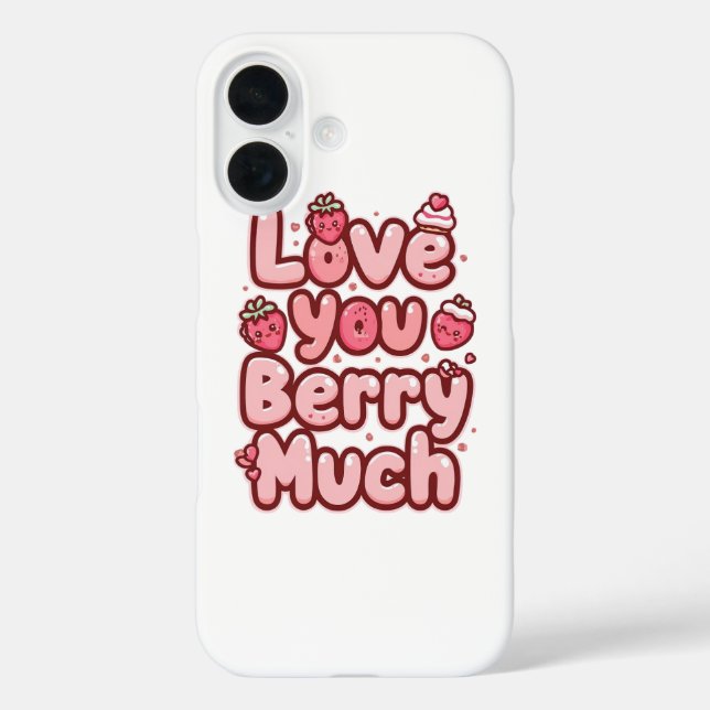 Funda iPhone 16 Sweet Valentine's Day Fruit and Cupcake Quote (Reverso )
