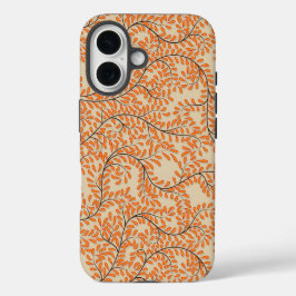 Funda iPhone 16 Swirling Orange Leaves on Beige Background