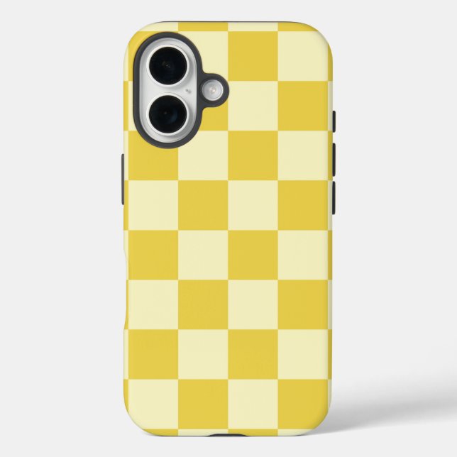 Funda iPhone 16 Tablero de ajedrez amarillo (Reverso )