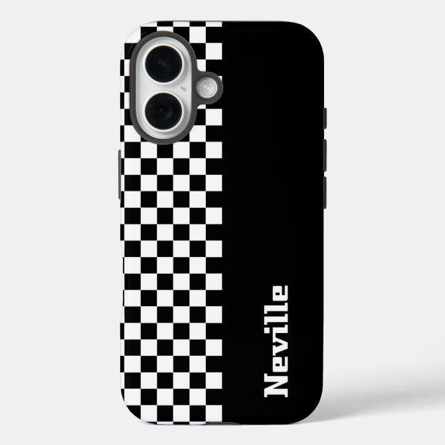 Funda iPhone 16 Tablero de ajedrez de dos tonos personalizado (Reverso )
