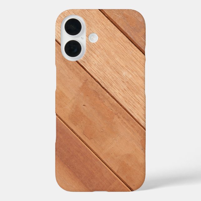 Funda iPhone 16 Tablones de madera rústicos (Reverso )