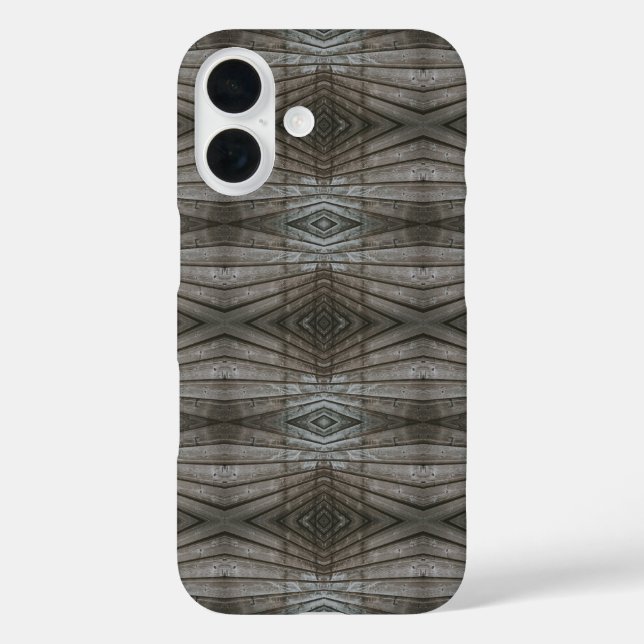 Funda iPhone 16 Tablones de madera Shiplap Perspectiva Patrón Suro (Reverso )