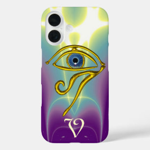 Funda iPhone 16 TALISMAN AZUL MONOGRAM Verde azulado, Blanco Púrpu