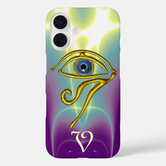 Funda iPhone 16 TALISMAN AZUL MONOGRAM Verde azulado, Blanco Púrpu (Reverso )