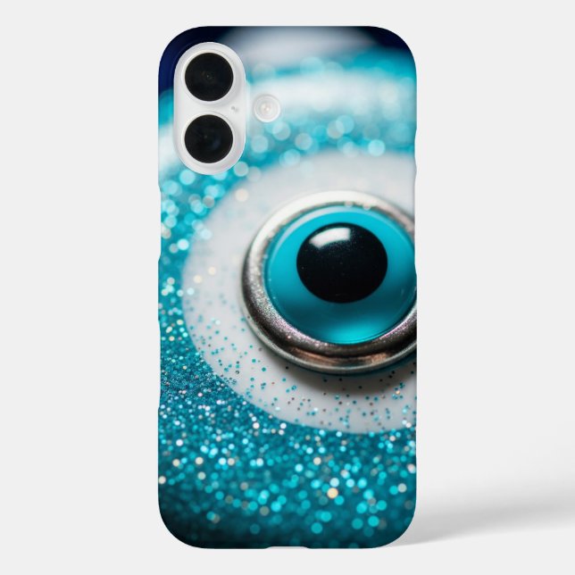 Funda iPhone 16 Talismán de vidrio con brillo de ojo maligno (Reverso )