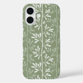 Funda iPhone 16 Tallos de jardín Zen Botánica minimalista Verde