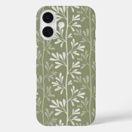 Funda iPhone 16 Tallos de jardín Zen minimalista botánico verde ol