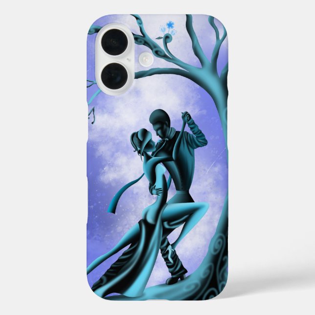 Funda iPhone 16 Tango bajo la luz de la luna: Baile romántico bajo (Reverso )