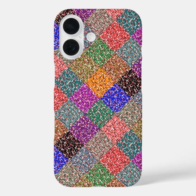 Funda iPhone 16 Tapa colorida del tablero de ajedrez (Reverso )