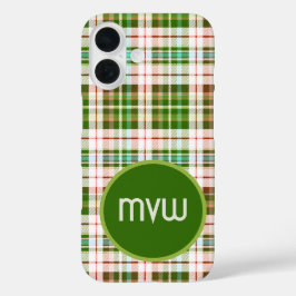 Funda iPhone 16 Tapa para iPhone de Green Tan Tartan Plaid Persona