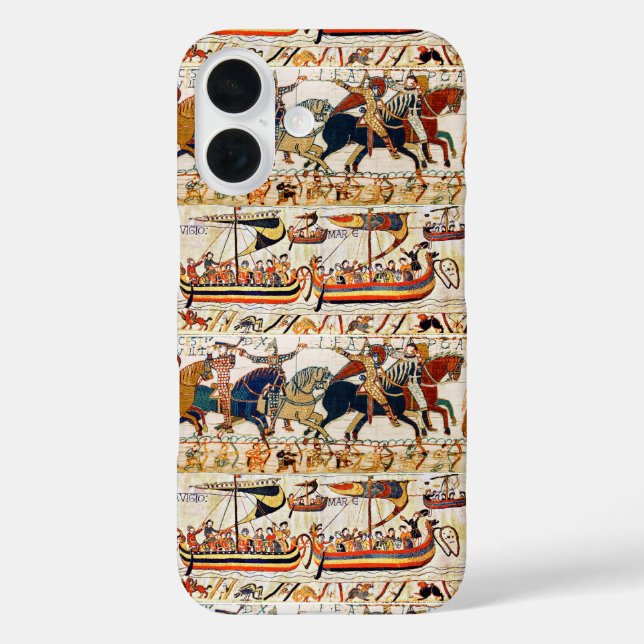 FUNDA iPhone 16 TAPESTRÍA DE BAYEUX, CABALLEROS NORMANOS, ARCHERS, (Reverso )