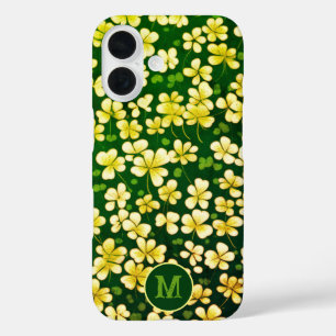 Funda iPhone 16 Tapiz de Shamrock Esmeralda: Luz Verde Oscura