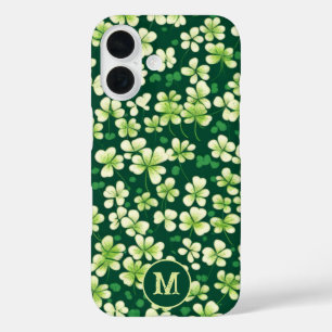 Funda iPhone 16 Tapiz de Shamrock Esmeralda: Luz Verde Oscura