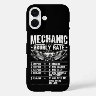 Funda iPhone 16 Tarifa por hora de mecánico divertido Mecánico de 