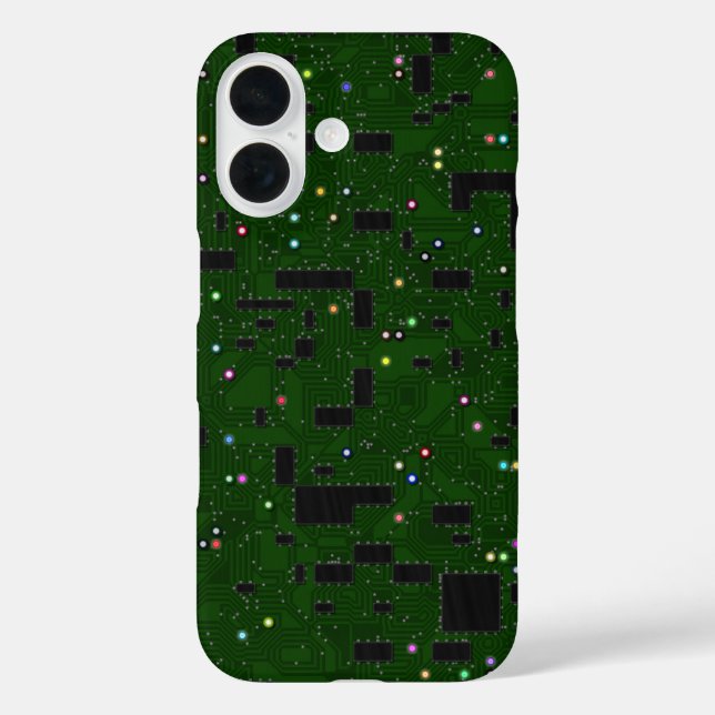 Funda iPhone 16 Tarjeta de circuito verde (Reverso )