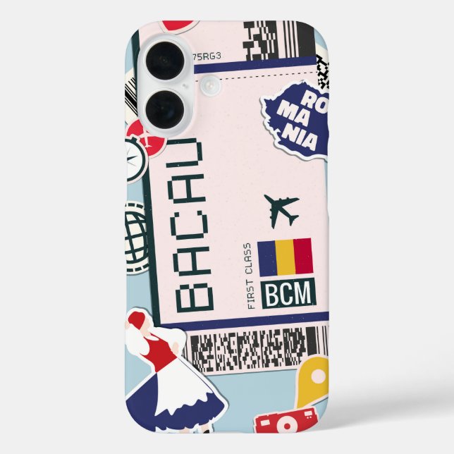 Funda iPhone 16 Tarjeta de embarque de Bacău Romania (Reverso )