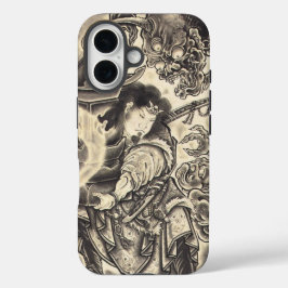 Funda iPhone 16 Tatuaje clásico de tinta de demonio japonés vintag