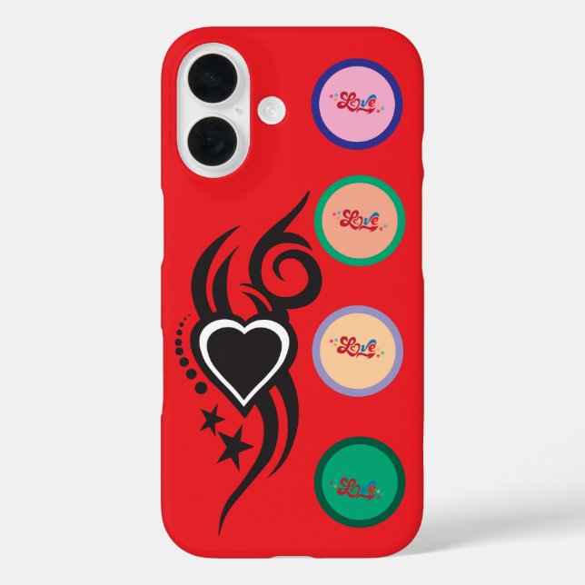 Funda iPhone 16 Tatuaje de corazón floral ornamental (Reverso )