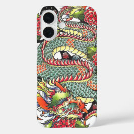 Funda iPhone 16 Tatuaje de dragón japonés oriental vintage clásico
