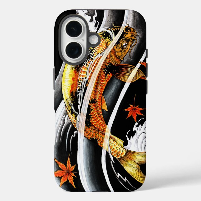 Funda iPhone 16 Tatuaje de pescado de la Guay oriental japonesa Go (Reverso )