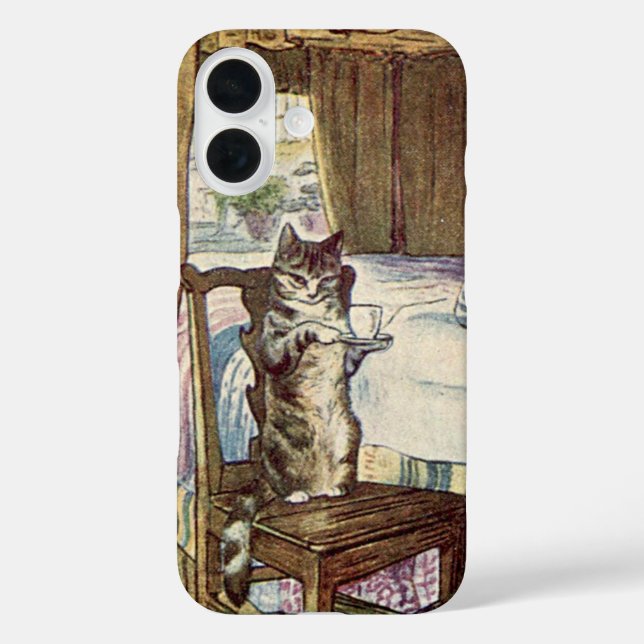 Funda iPhone 16 Té de servicio de gato - Beatrix Potter (Reverso )