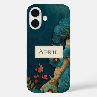 Funda iPhone 16 Teal & Gold Floral on Dark Teal
