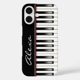 Funda iPhone 16 Teclado de piano con nombre personalizado