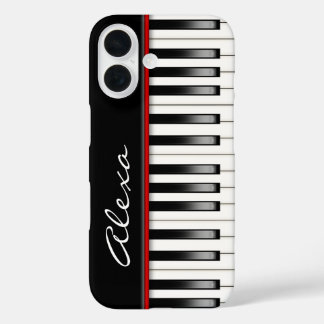 Funda iPhone 16 Teclado de piano con nombre personalizado