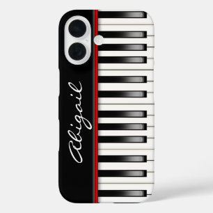 Funda iPhone 16 Teclado de piano con nombre personalizado